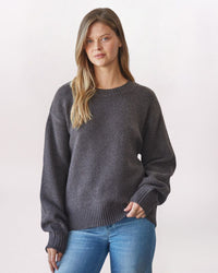 BALLOON SLEEVE SWEATER, BROWN