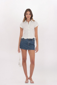 STRIPED BUTTON FRONT TOP