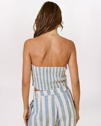 STRIPED LINEN TUBE, BLUE/IVORY