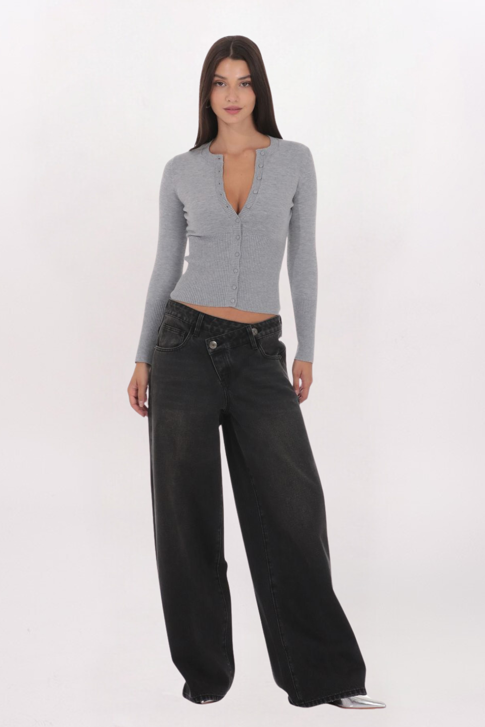 CINCHED RIB CARDIGAN TOP