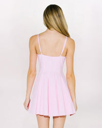 SL PANELLED FLARE DRESS, LT PINK