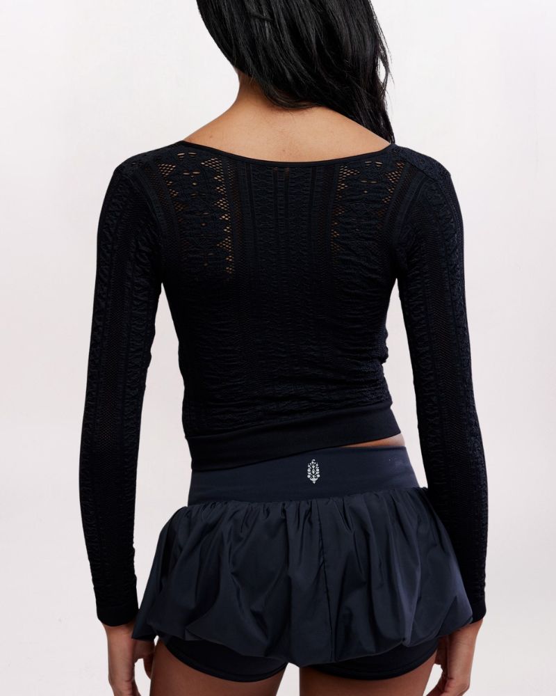 VIXEN SURPLICE TOP, BLACK