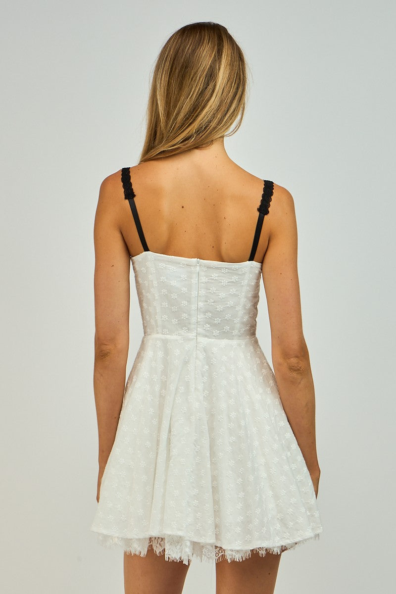 RIBBON TRIM EYELET DRESS