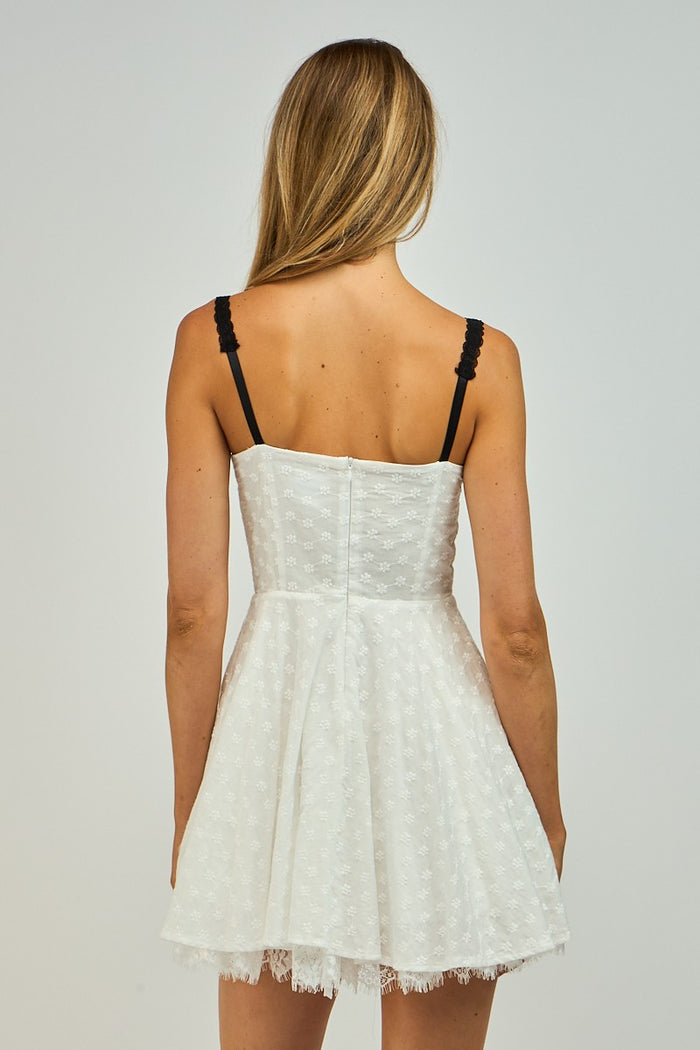 RIBBON TRIM EYELET DRESS