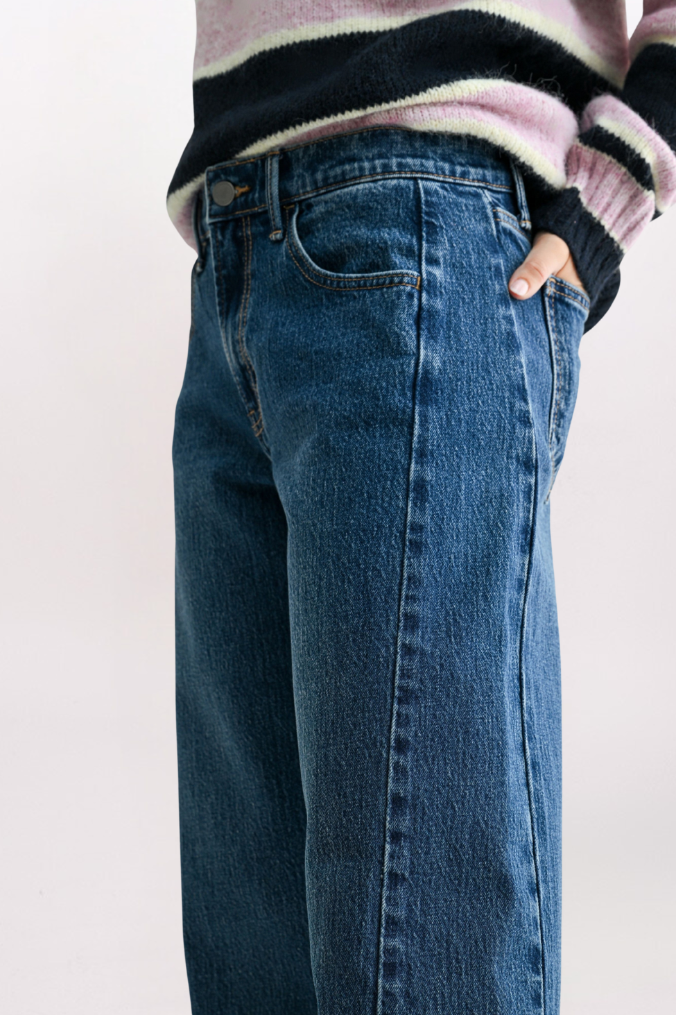 SLIGHT STRETCH BARREL JEAN, DARK