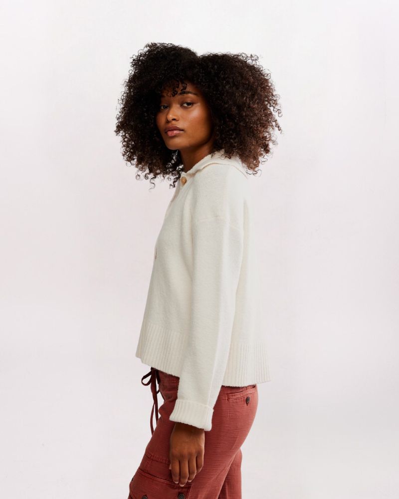 TRADING UP POLO SWEATER, IVORY