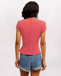 MOST WANTED STRIPED CARDIGAN, RED/WHT