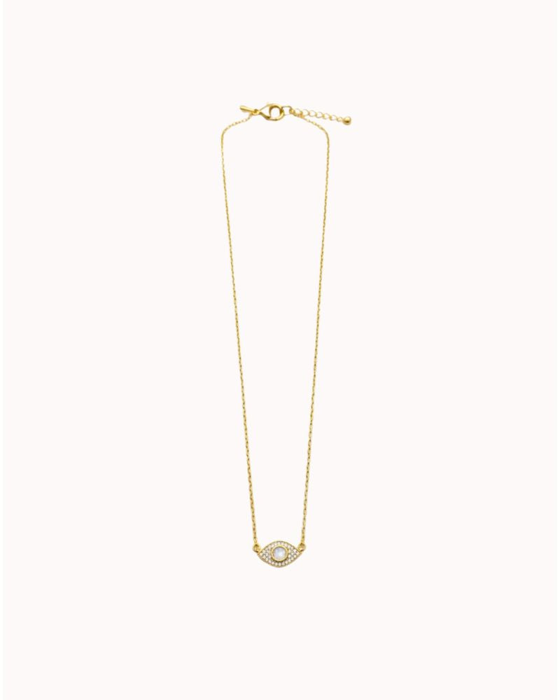WHITE OPAL PAVE EYE NECKLACE