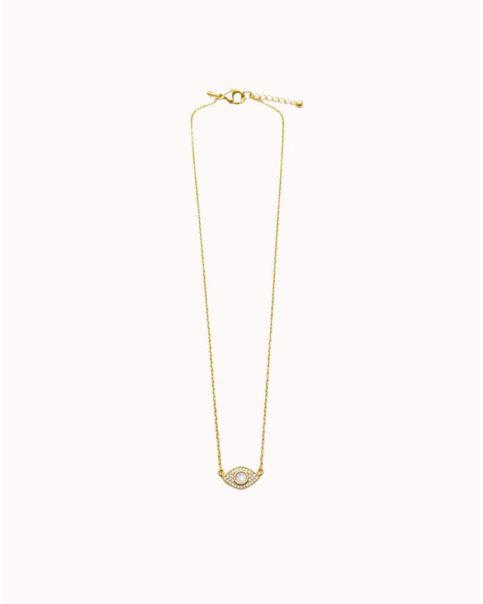 WHITE OPAL PAVE EYE NECKLACE