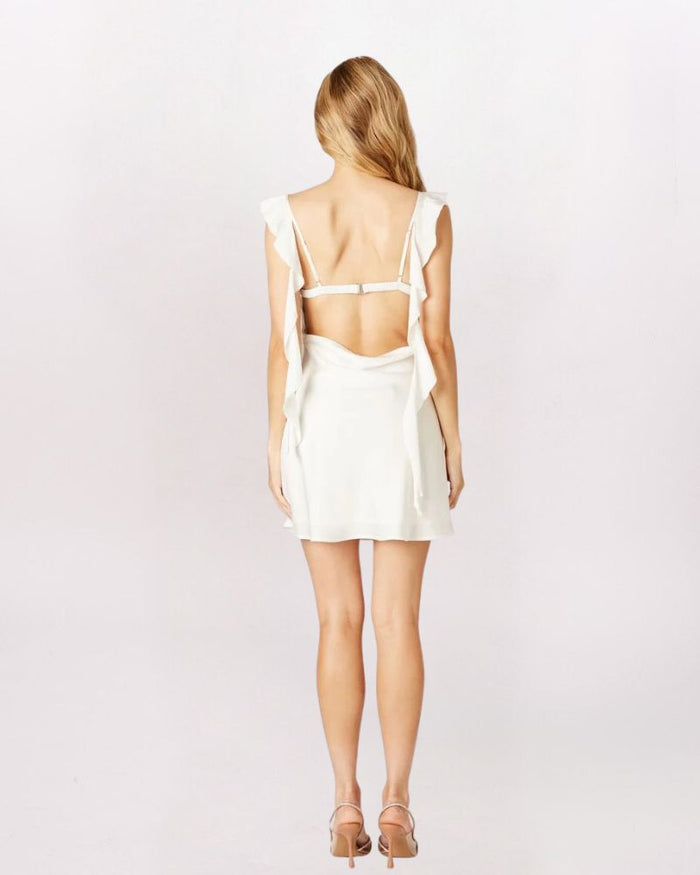 JELLYFISH DRAPE BACK DRESS - WHITE