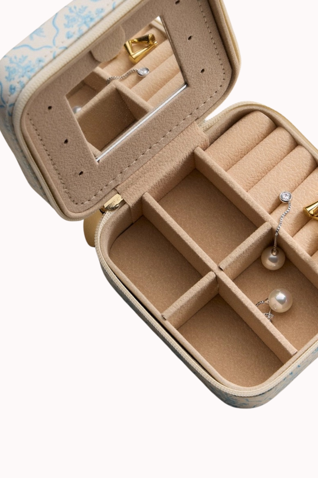 TRAVEL JEWELRY BOX - BLUE FLORAL TILE