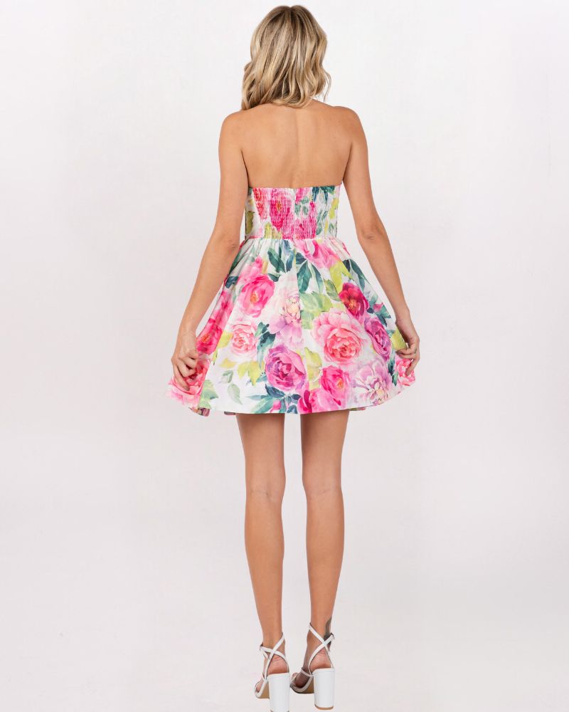 STRAPLESS GARDEN PARTY DRESS, PINK