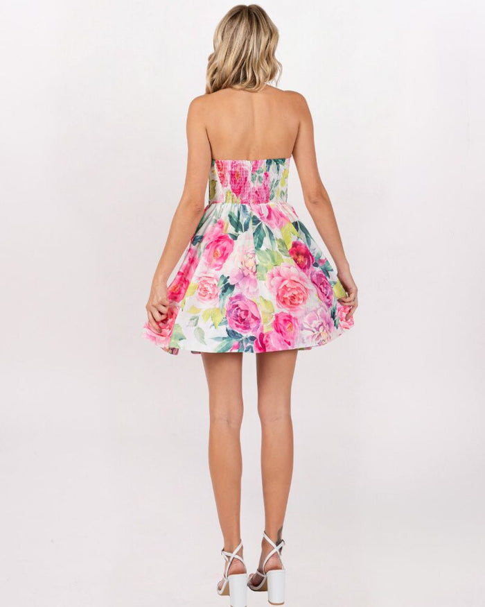 STRAPLESS GARDEN PARTY DRESS, PINK