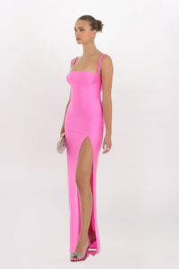 SQUARE NECK LACED BACK MAXI DRESS