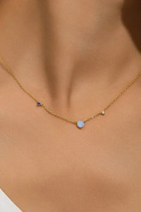OPAL, CZ & LAB SAPPHIRE NECKLACE