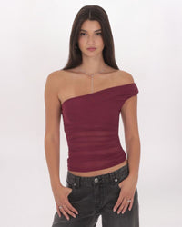 SHEER ONE SHOULDER TOP