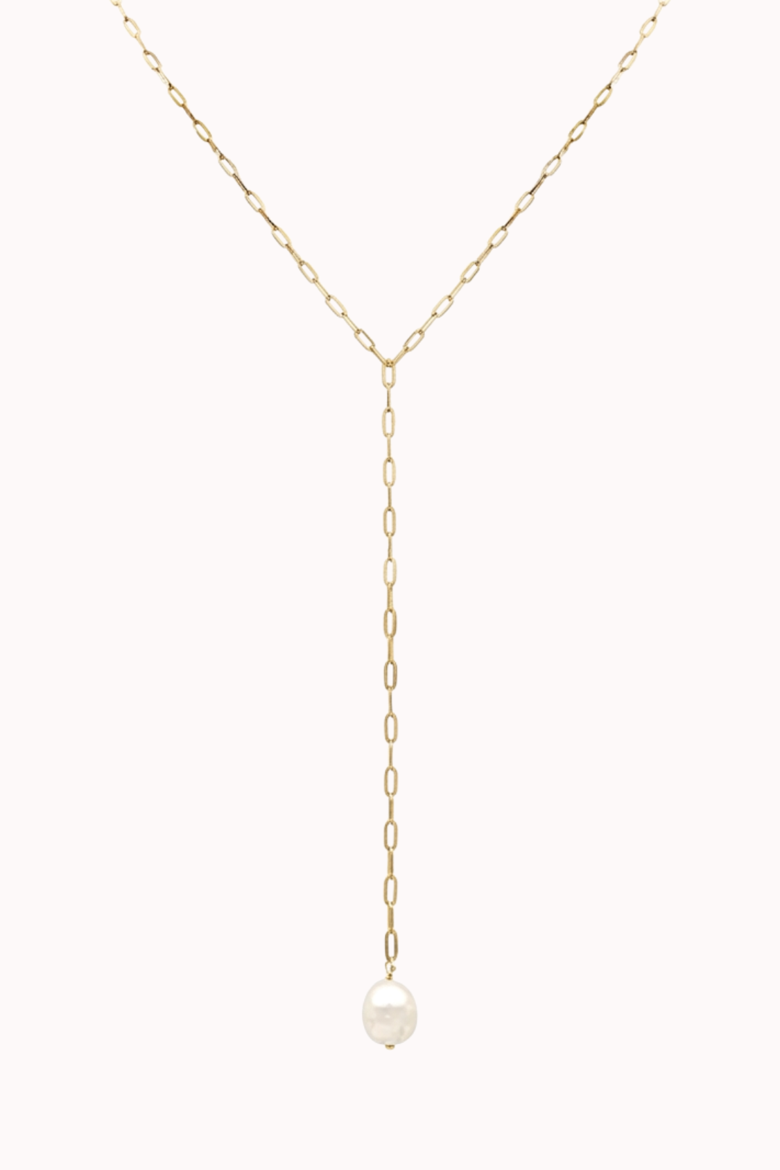 PAPERCLIP CHAIN & PEARL LARIAT NECKLACE