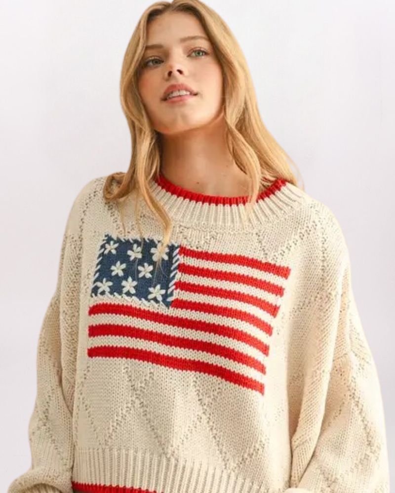 AMERICAN FLAG SLOUCHY SWEATER