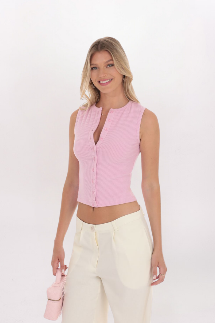 RIBBED BUTTON TOP