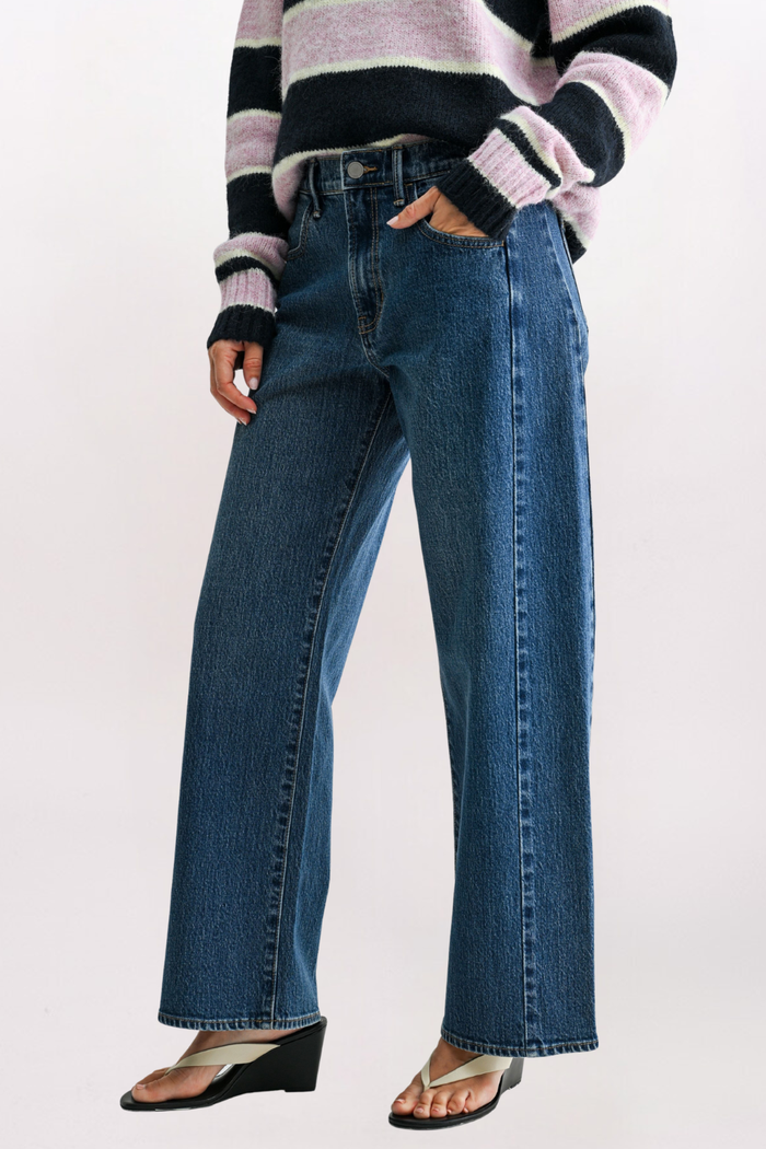 SLIGHT STRETCH BARREL JEAN, DARK