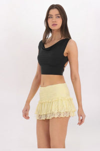 LACE RUFFLE MINI SKORT