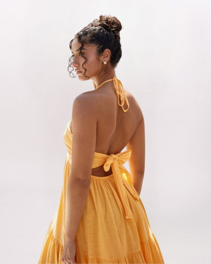 tangerine maxi dress Tangerine Dream Bayla Deep V Maxi Dress