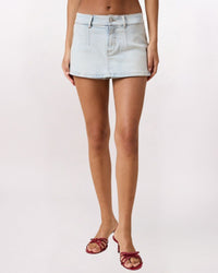LOW RISE DENIM SKORT - LIGHT WASH