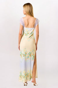 LACE CITRUS FLORAL MAXI DRESS