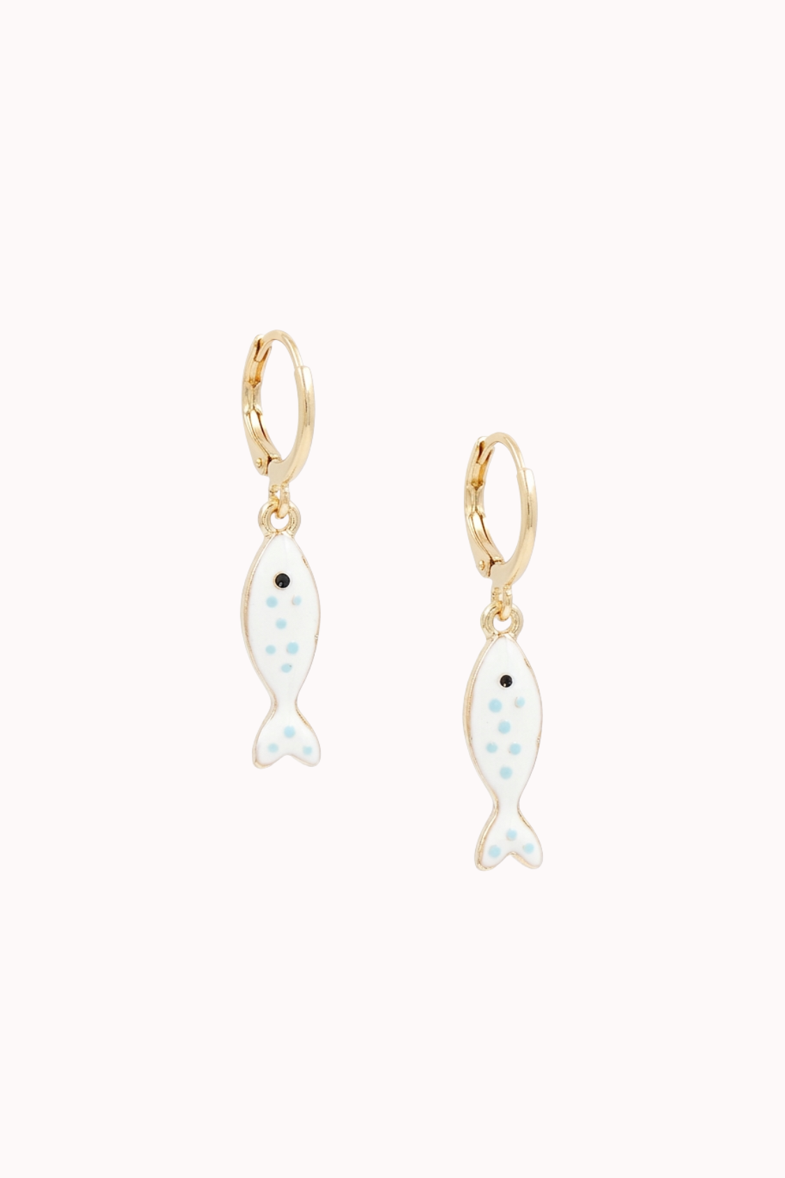 ENAMEL FISH DROP EARRING - WHITE/GOLD