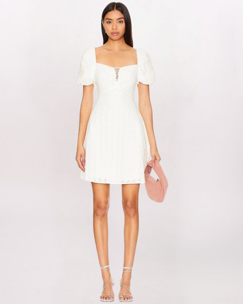 SS PUFF SLV EYELET VIOLETA DRESS
