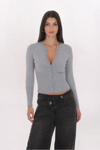 CINCHED RIB CARDIGAN TOP