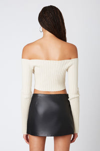 TIE FRONT RIB SWEATER