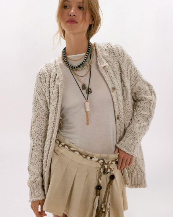 CHUNKY OPAL CARDIGAN, TEA