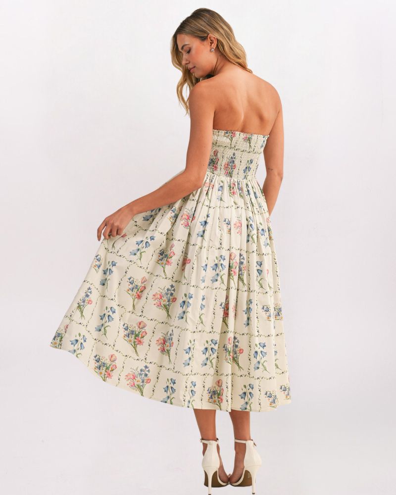 FLORAL TILE MAXI DRESS - MULTI