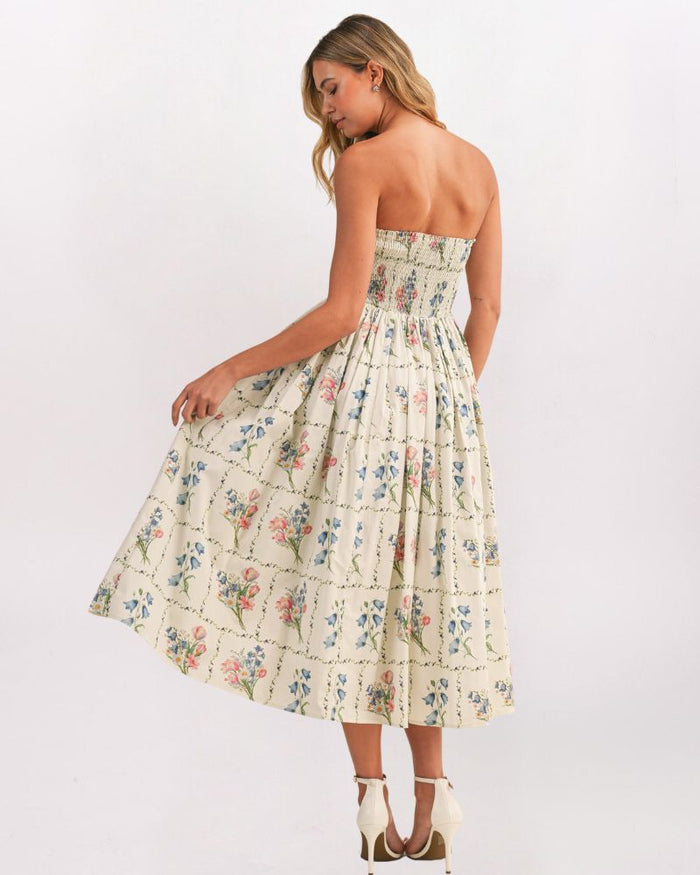 FLORAL TILE MAXI DRESS - MULTI