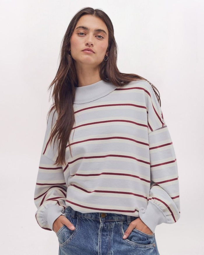 PALM SPRINGS STRIPED SWEATSHIRT, WASHED BLUE