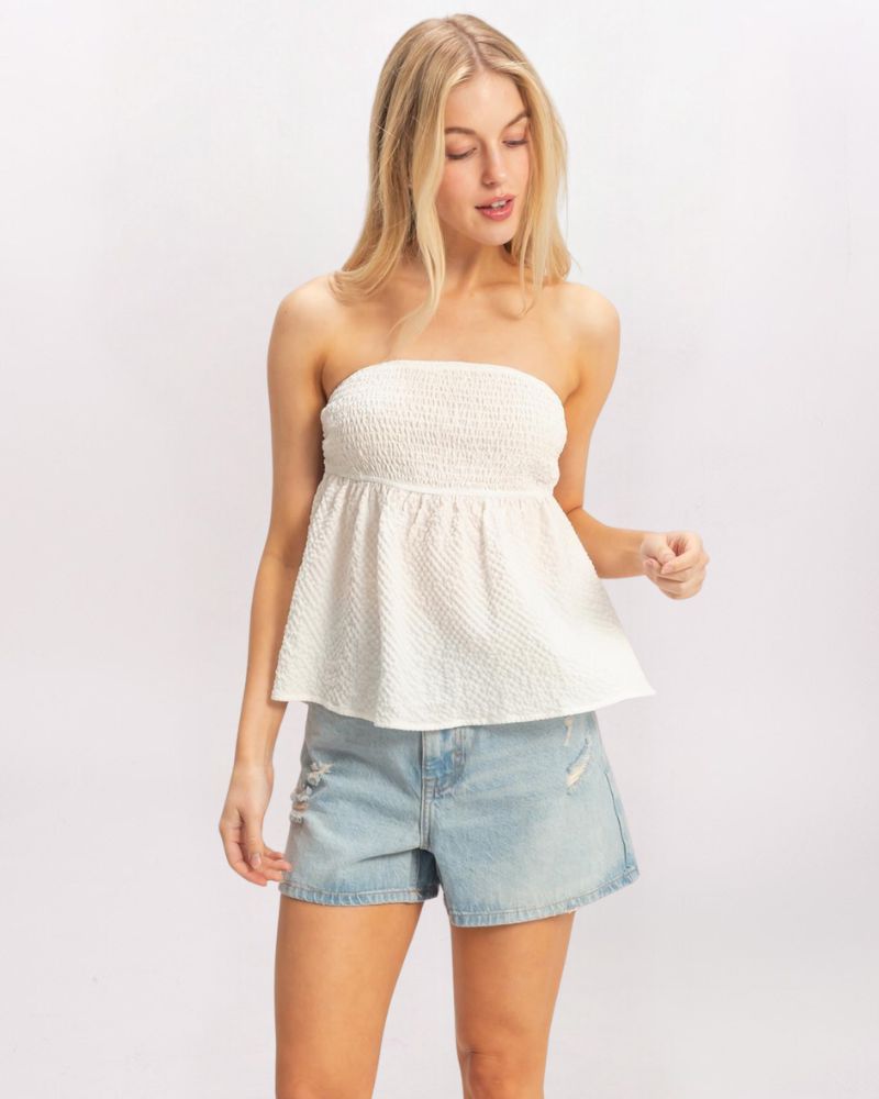 TIE BACK BABYDOLL TOP, OFF WHITE