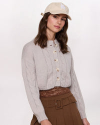 COZY CABLE CARDIGAN, SFT GREY