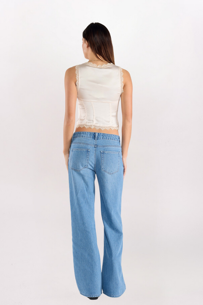 DRAWSTRING WIDE BAGGY DENIM