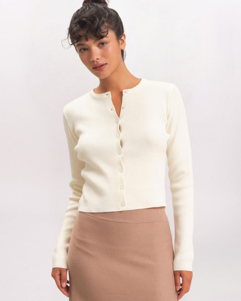 POINTELLE CARDIGAN, CREAM