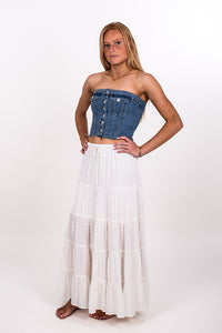 CLIP DOT TIERED MAXI SKIRT