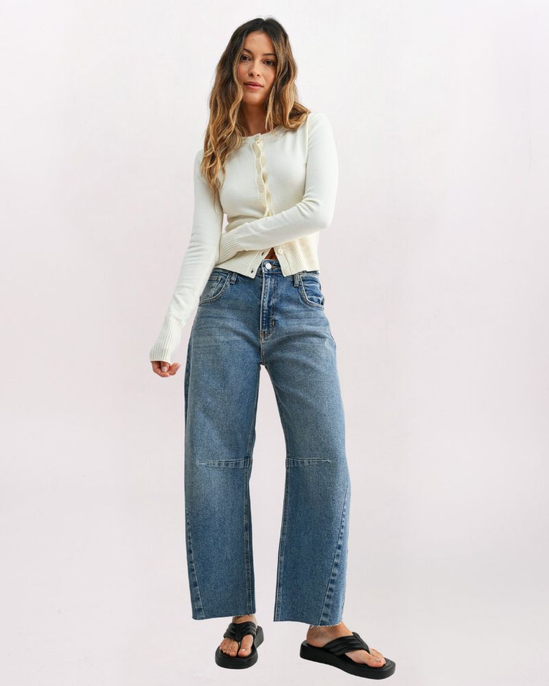 RAW HEM BARREL JEAN, MED DNM