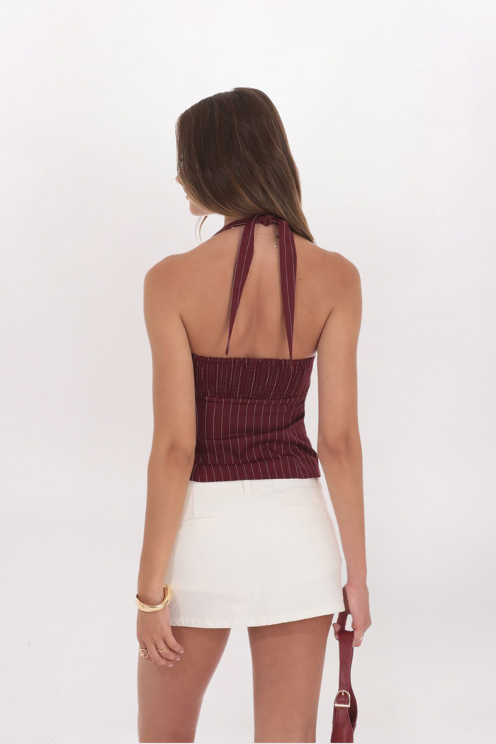 PINSTRIPE HALTER TOP