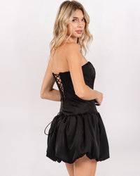 STRAPLESS BUBBLE HEM MINI DRESS