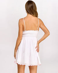 SWISS DOT HEARTS DRESS, WHITE/PINK