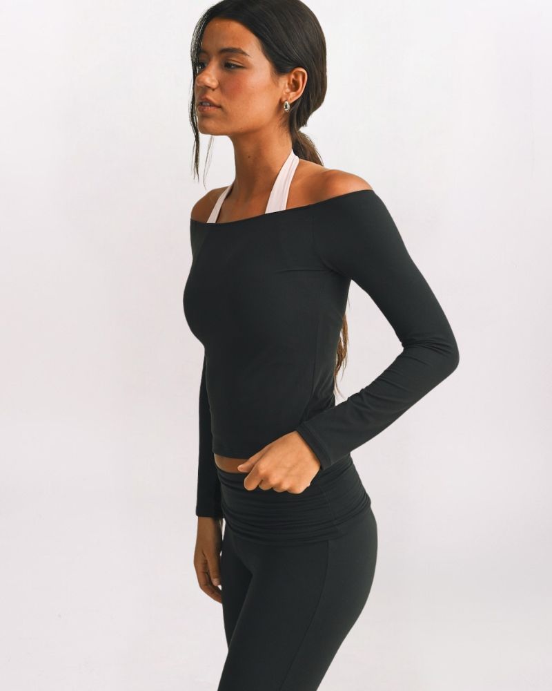 OFF SHOULDER TOP, BLACK