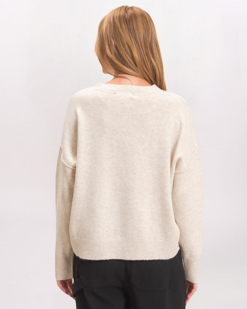 EXPOSED CENTER SEAM SWEATER, OATMEAL