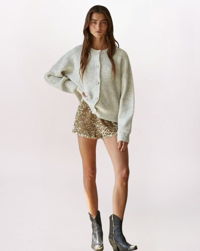 COZY PEARL BUTTON CARDIGAN