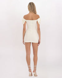 OFF SHOULDER BOW SLEEVE DRESS