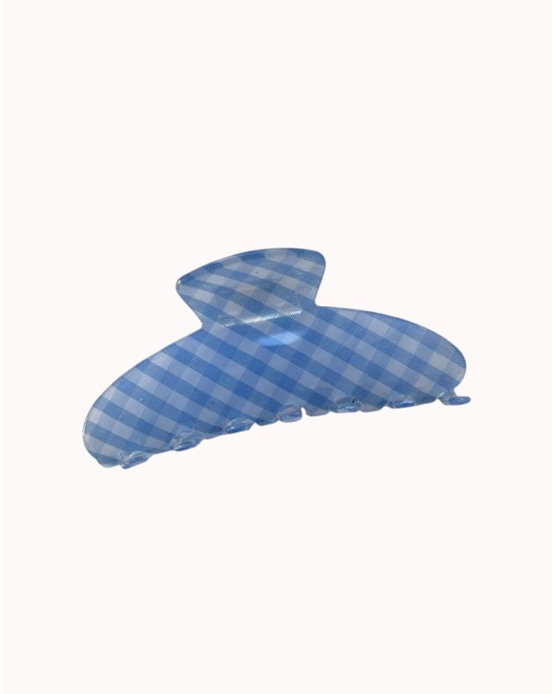 3.75" GINGHAM CLAW CLIP - BLUE